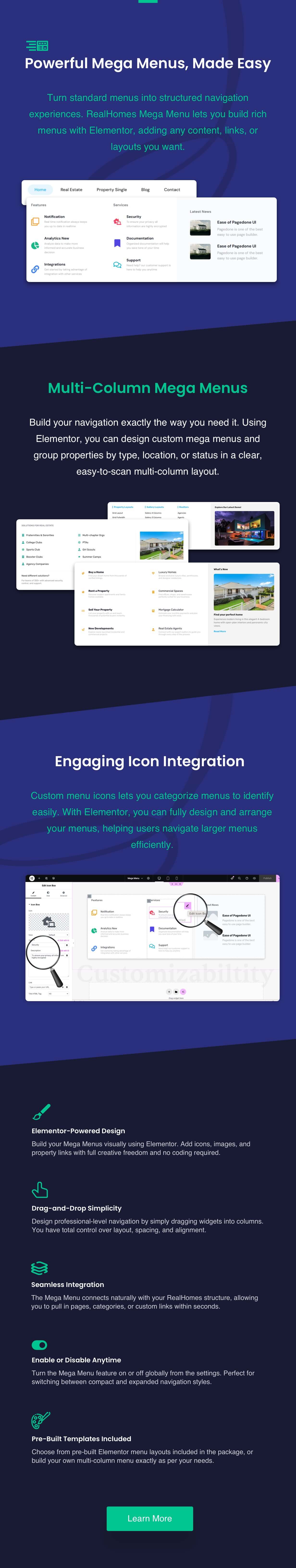 Powerful Multi-Column Mega Menus with Ease
