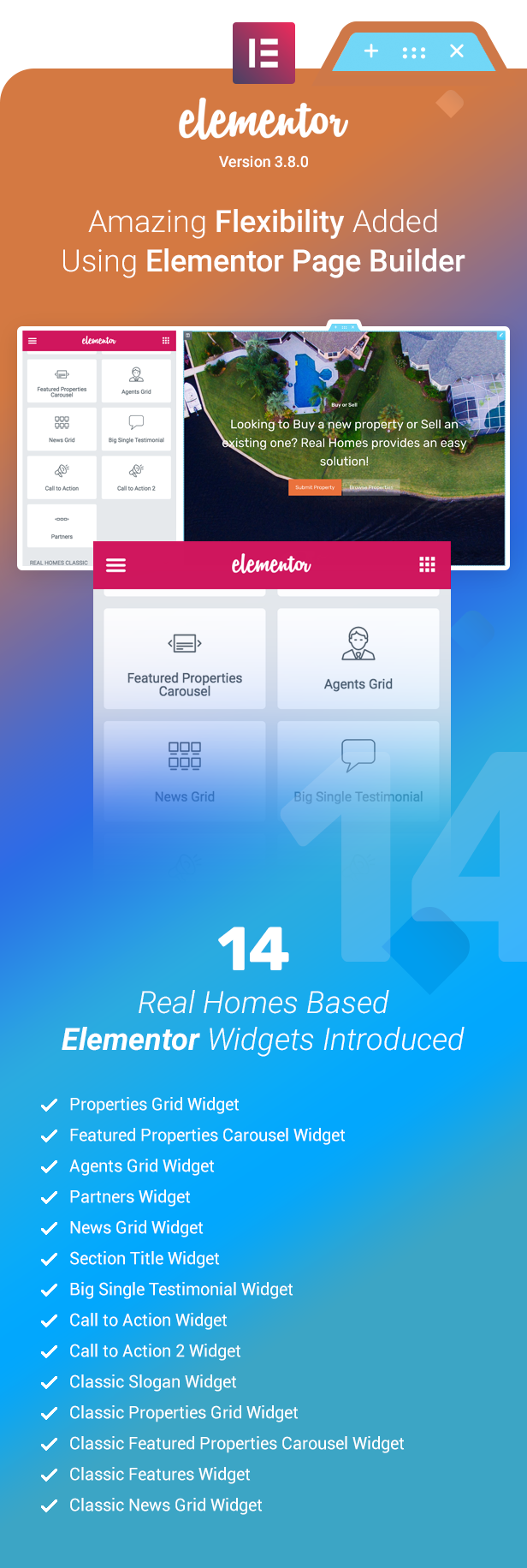 Amazing flexibility added using Elementor Page Builder
